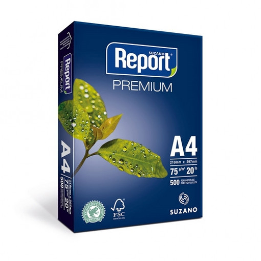 Papel -Sulfite- A4-Report- Premium-75g-500-Folhas -Suzano