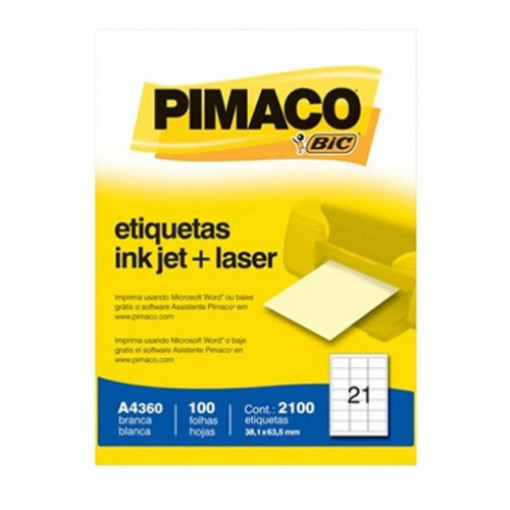 Etiqueta A4 Inkjet/Laser A4360 Pimaco - BIC 