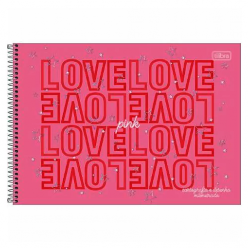 Caderno Cartografia e Desenho Milimetrado Espiral Love Pink -TILIBRA