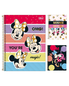 Caderno Universitário Espiral 1x1 Minnie  80 Folhas Tilibra Sortido