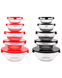 Conjunto 5 potes de Vidro Vermelho – Quality House