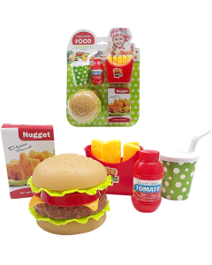 Conte&uacute;do:&nbsp;Kit Lanchinho 5 Pe&ccedil;as




Cont&eacute;m:

Brinquedo em Formato de

1 Batatinha

1 Copo para Suco

1 Hamburguer

1 Caixa de Nugget

1 Pote de Molho de Tomate

&nbsp;

Idade: 3 Anos

Seguran&ccedil;a: Selo INMETRO Registro: 008304/2021

Comp