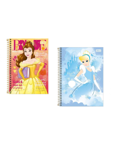 Caderno Universitário Espiral 1x1 Princesas 80 folhas R.138983 Tilibra Sortido