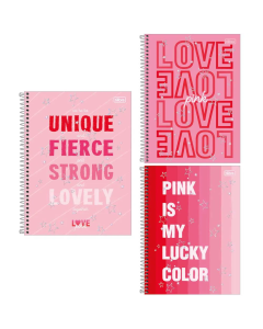 Caderno Universitário Espiral 1x1 Love Pink 80 Folhas R.151165 Tilibra Sortido